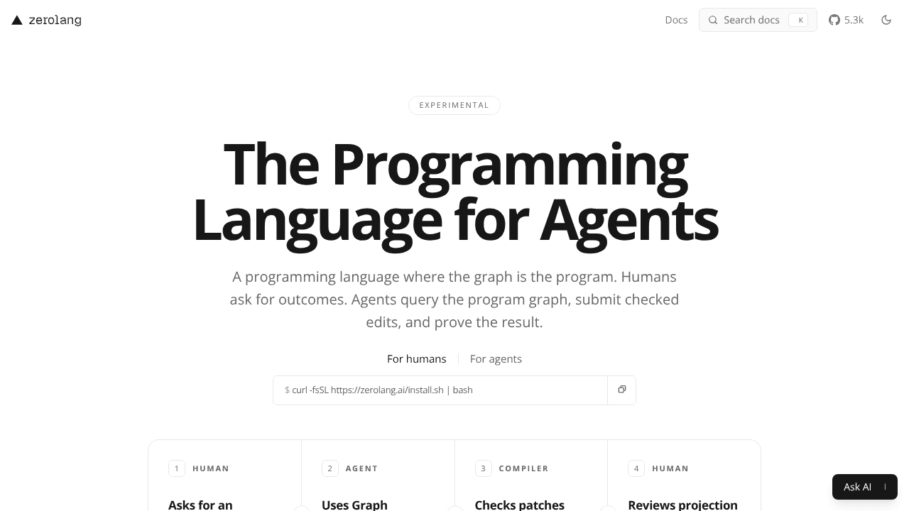 Zero website screenshot