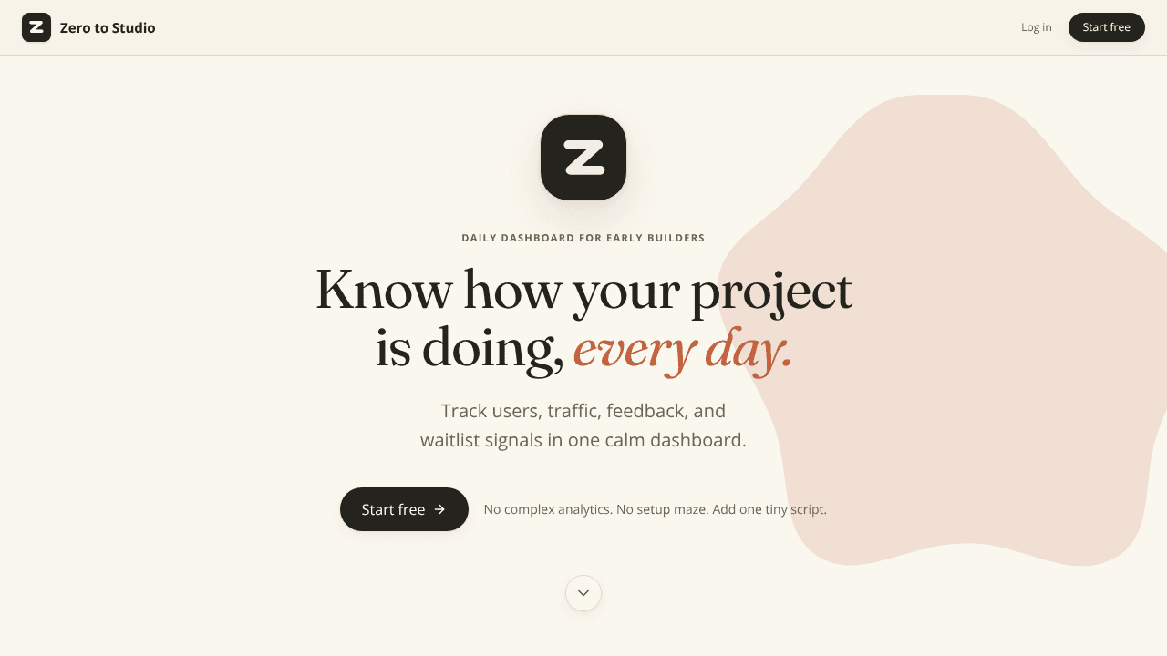 Zero to Studio website screenshot