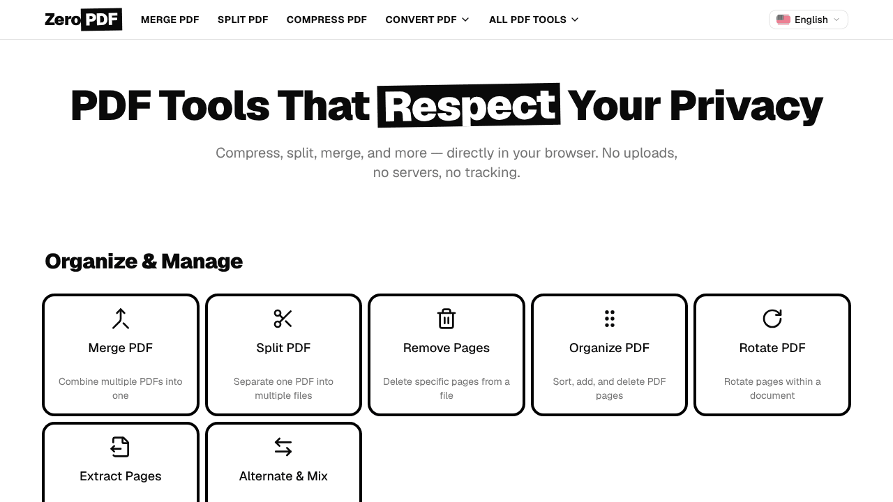 ZeroPDF website screenshot