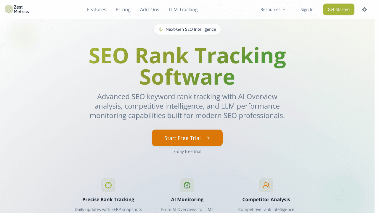 Zest Metrics website screenshot