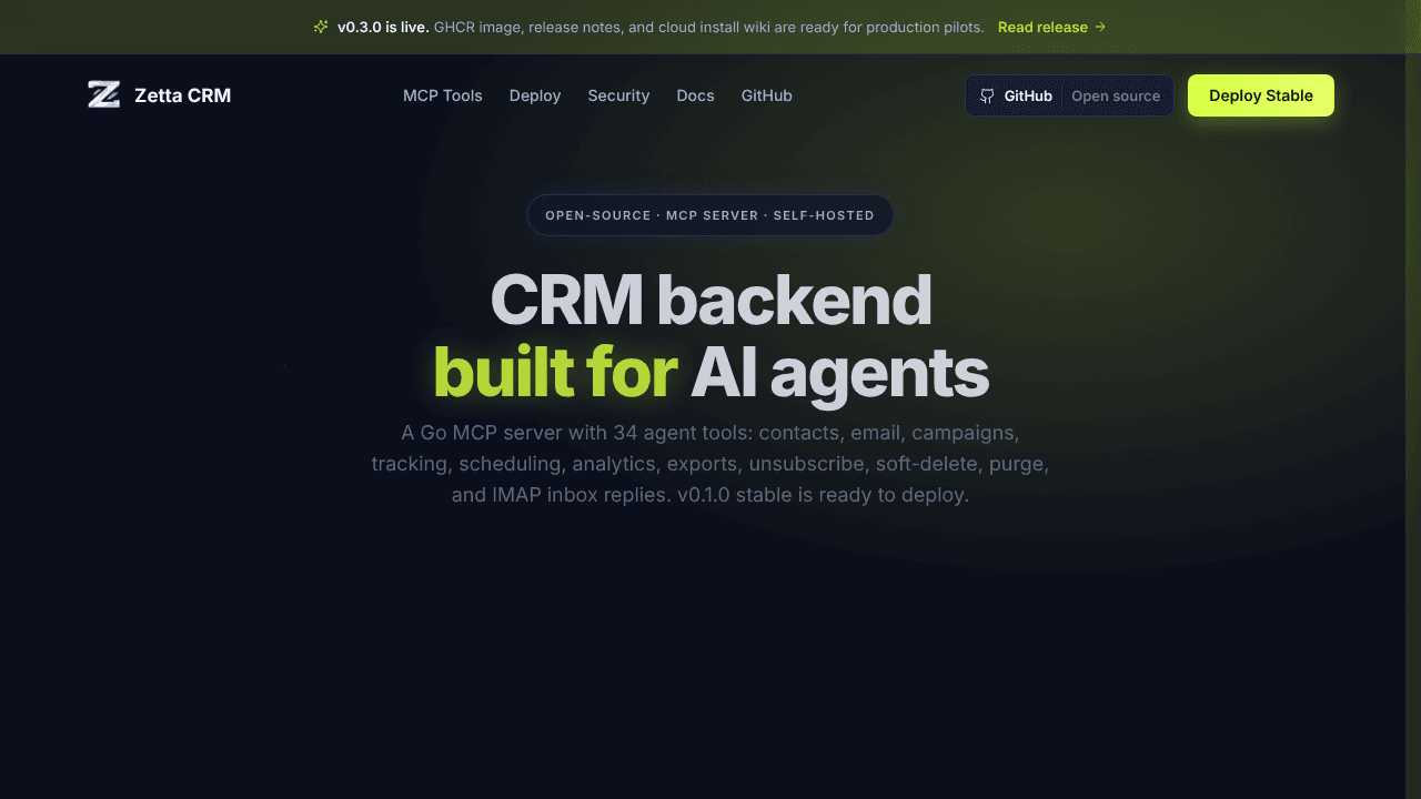 Zetta CRM website screenshot