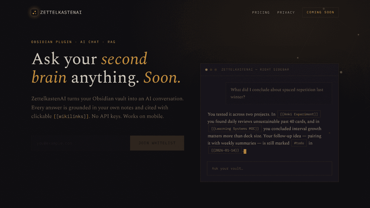 ZettelkastenAI website screenshot