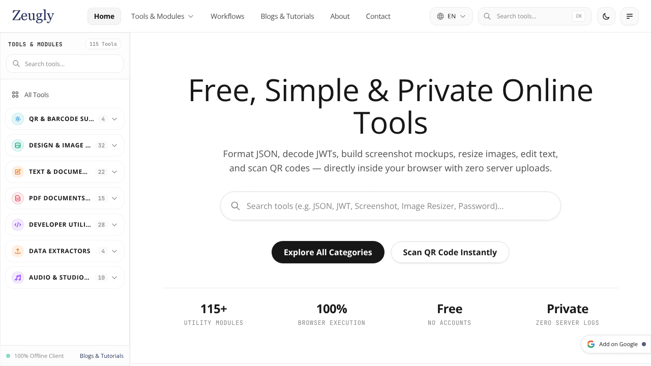Zeugly website screenshot