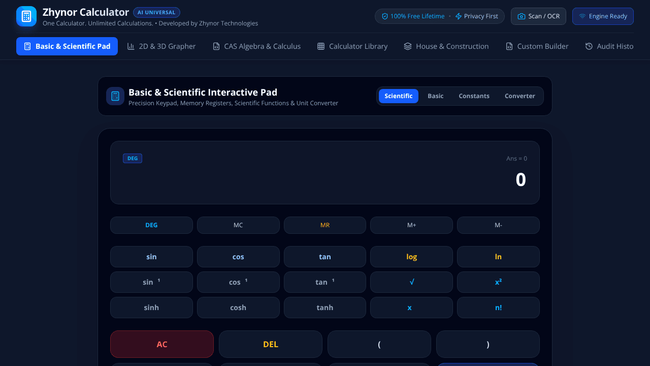 Zhynor Calculator website screenshot