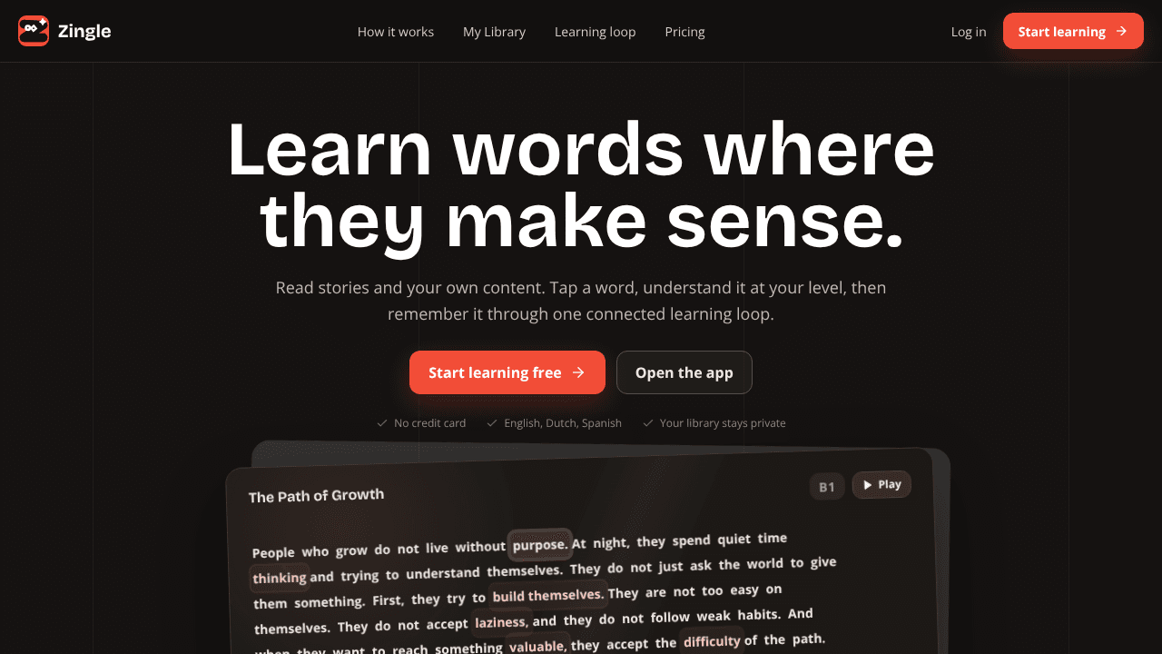 Zingle website screenshot