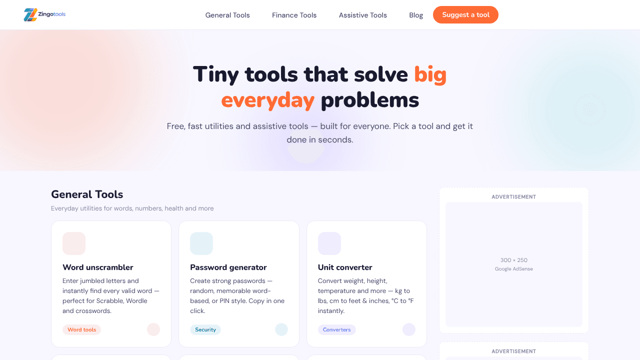 ZingoTools website screenshot