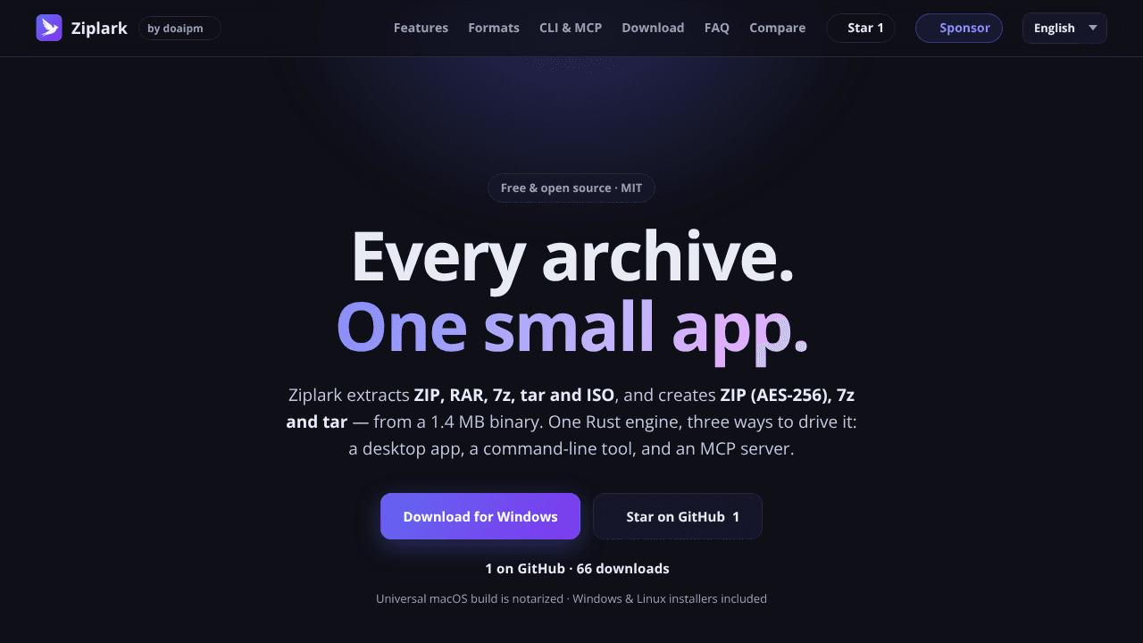 Ziplark website screenshot