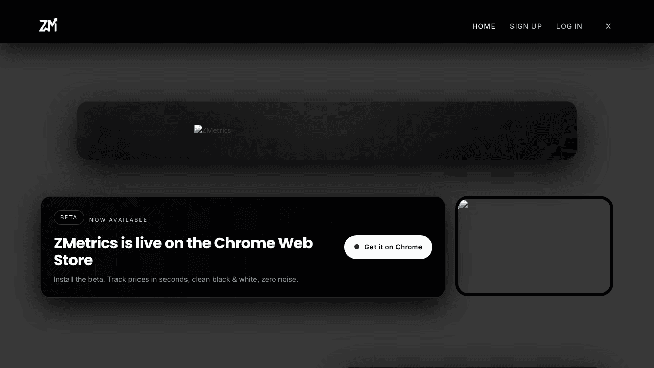 ZMetrics website screenshot