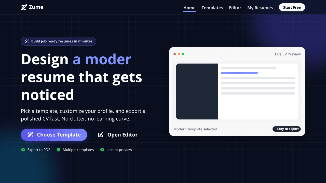 Zume website screenshot