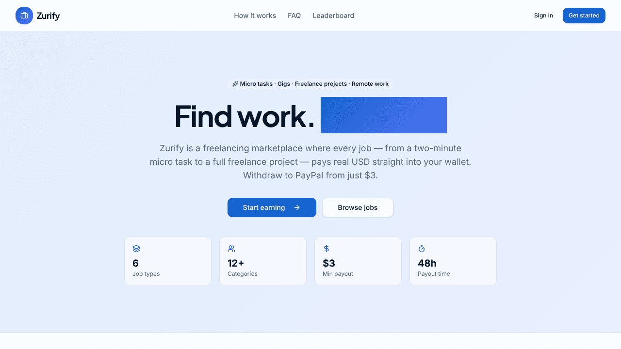 Zurify website screenshot