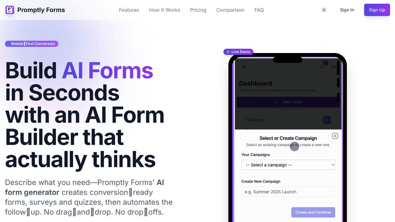 Promptly Forms — AI Form Builder