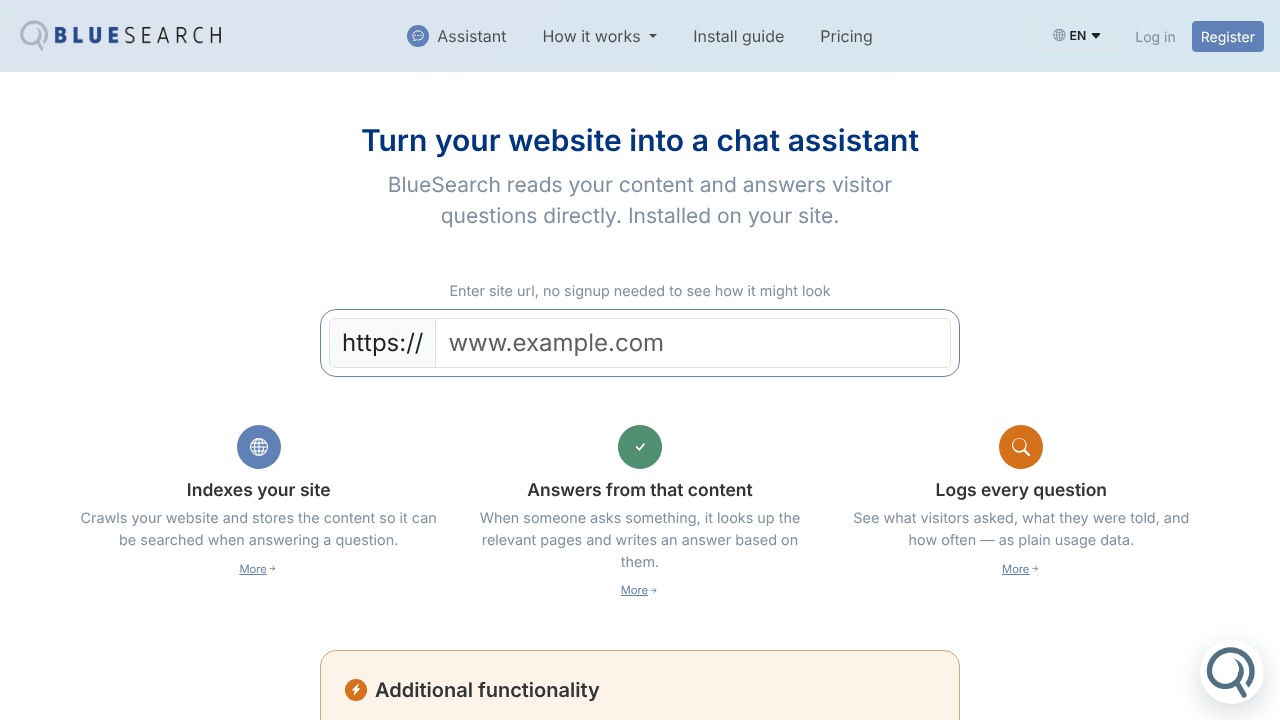 AI assistant based on site scrape