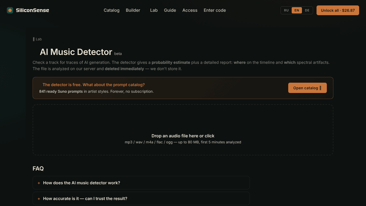 AI Music Detector by SiliconSense