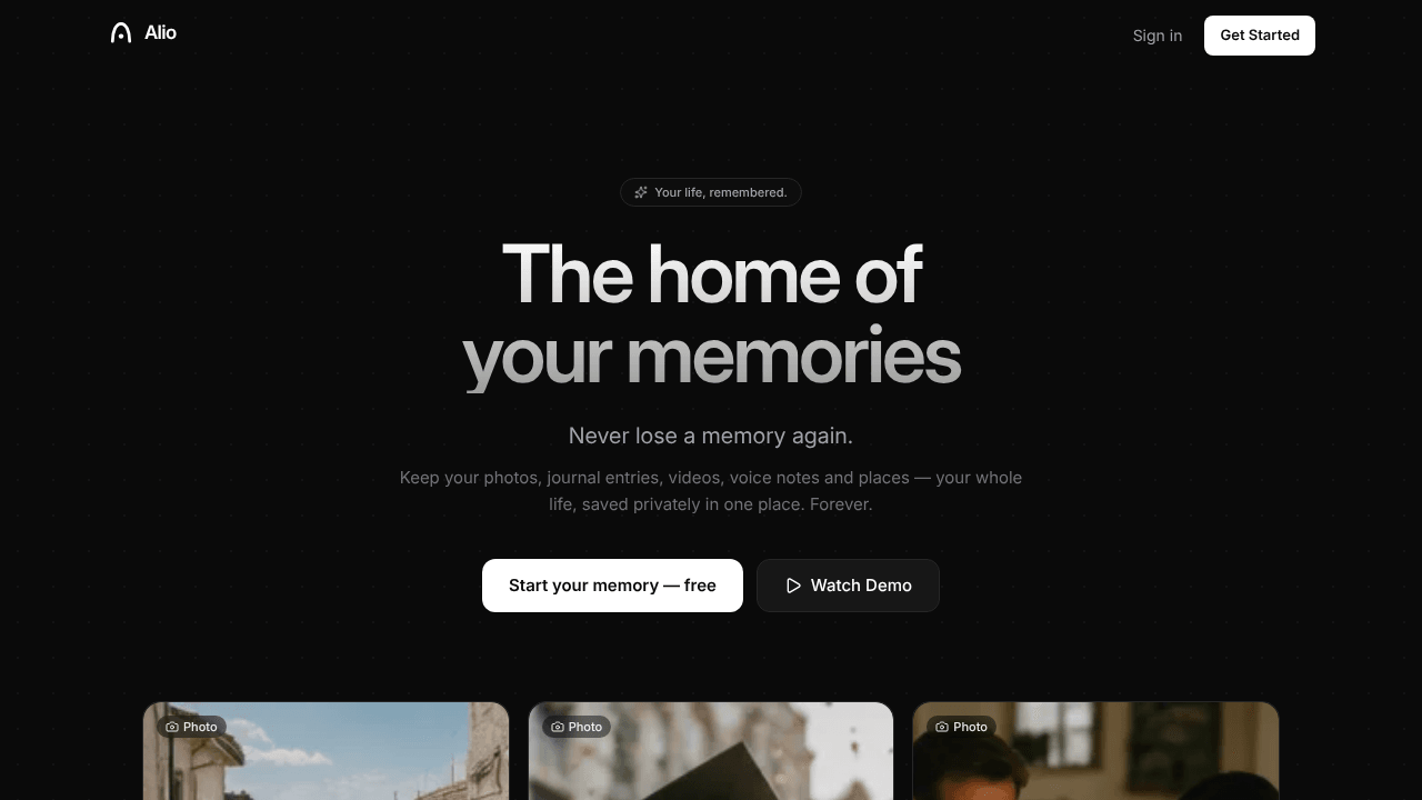 Alio — The home of your memories