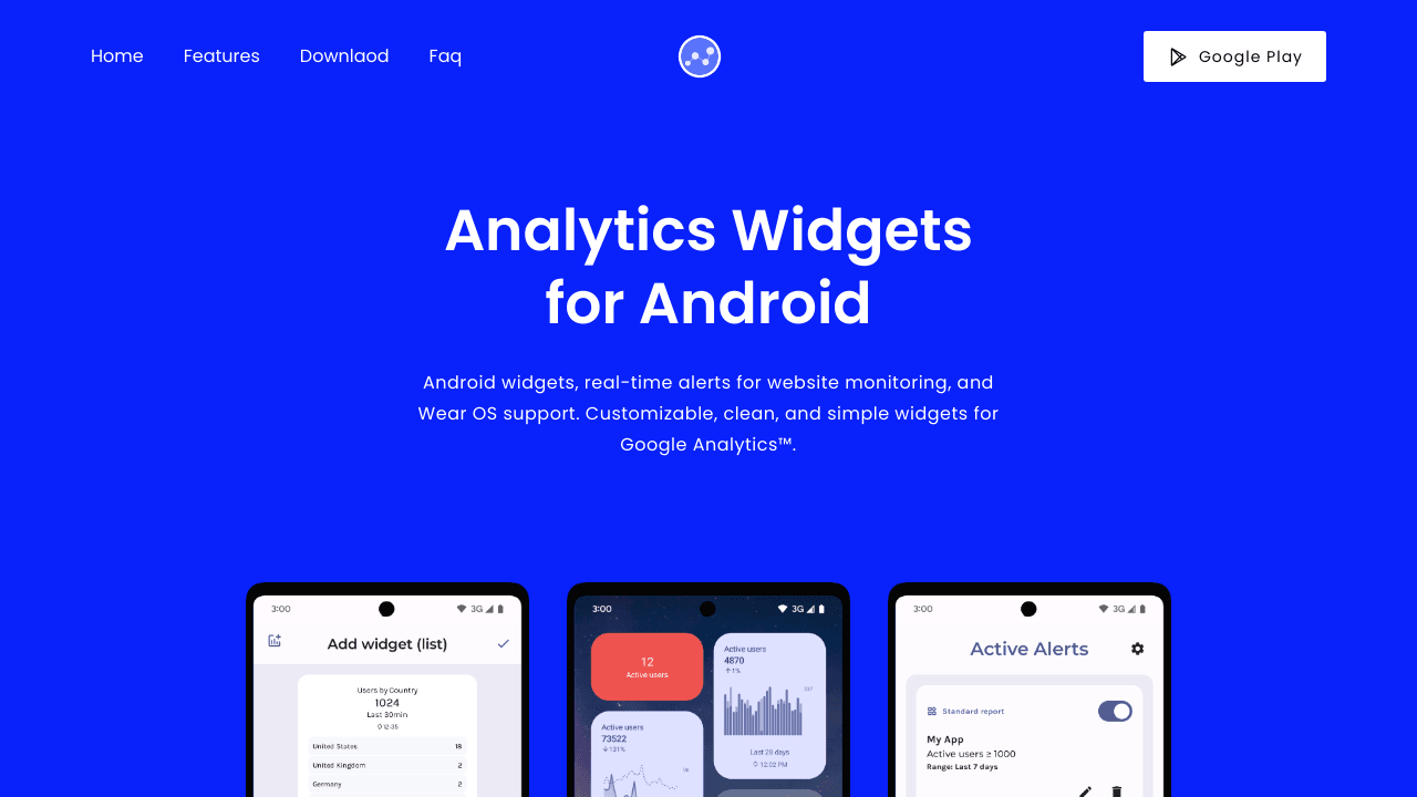 Analytics Widgets and alerts for Android
