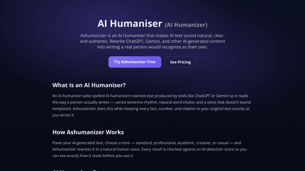 Ashumanizer — AI Humaniser