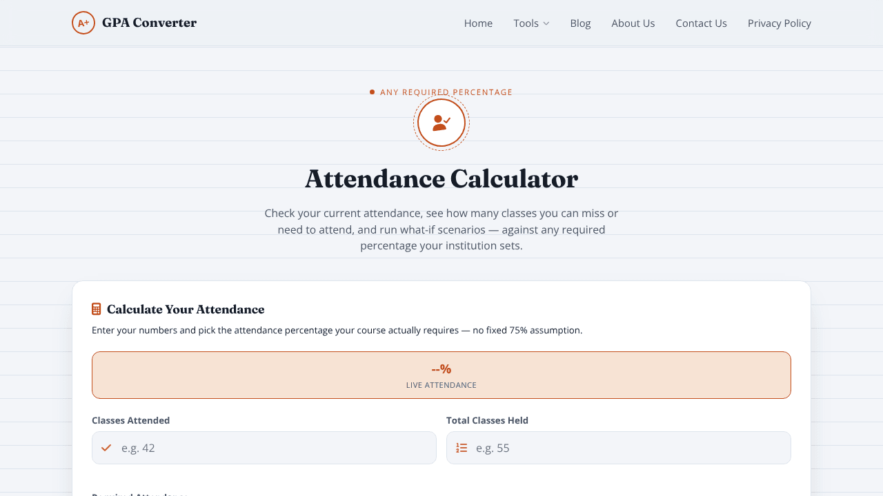 Attendance Percentage Calculator