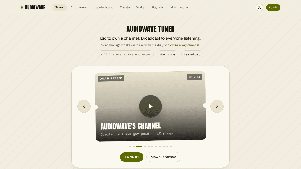 Audiowave — voice channel auctions