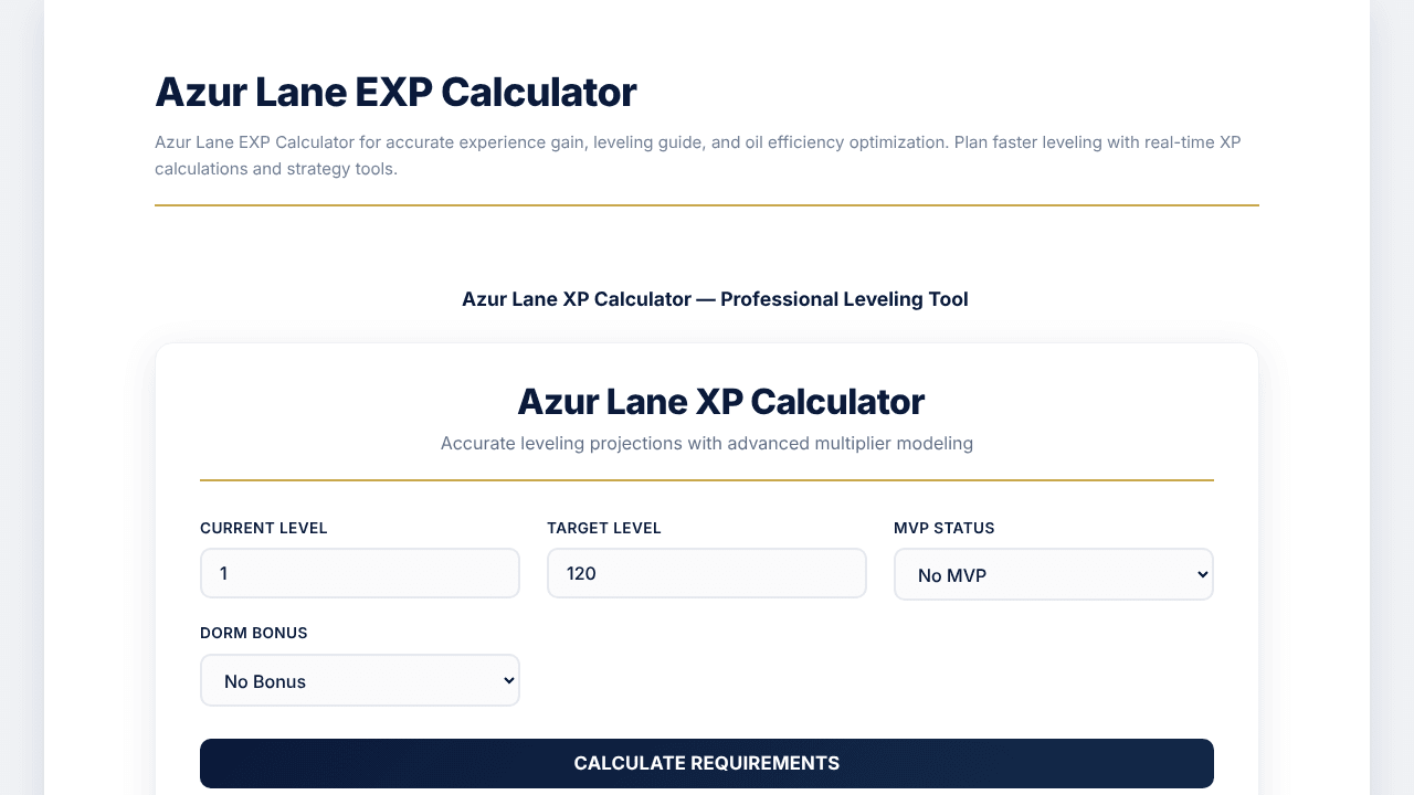 Azur Lane EXP Calculator
