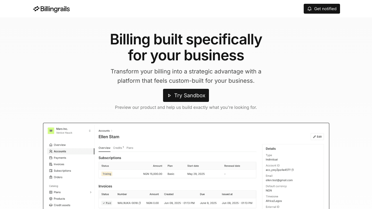 Billingrails Sandbox