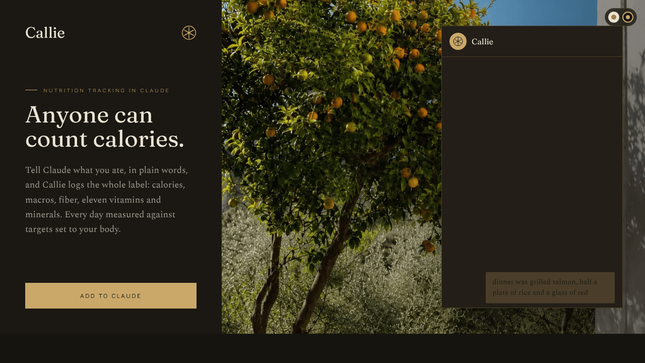 Callie · Agentic nutrition tracking