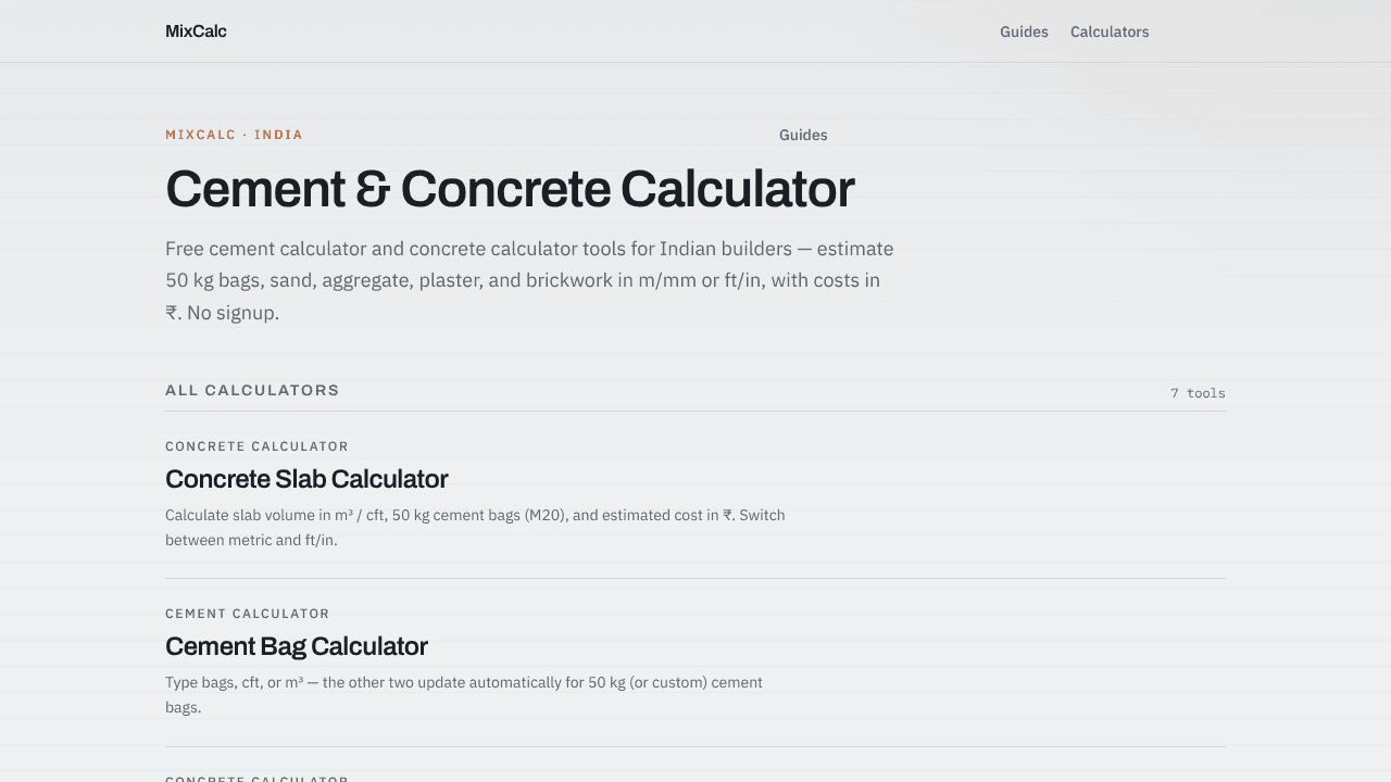 Cement & Concrete Calculator