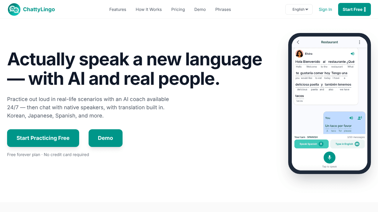 ChattyLingo — Learn Language by Speaking