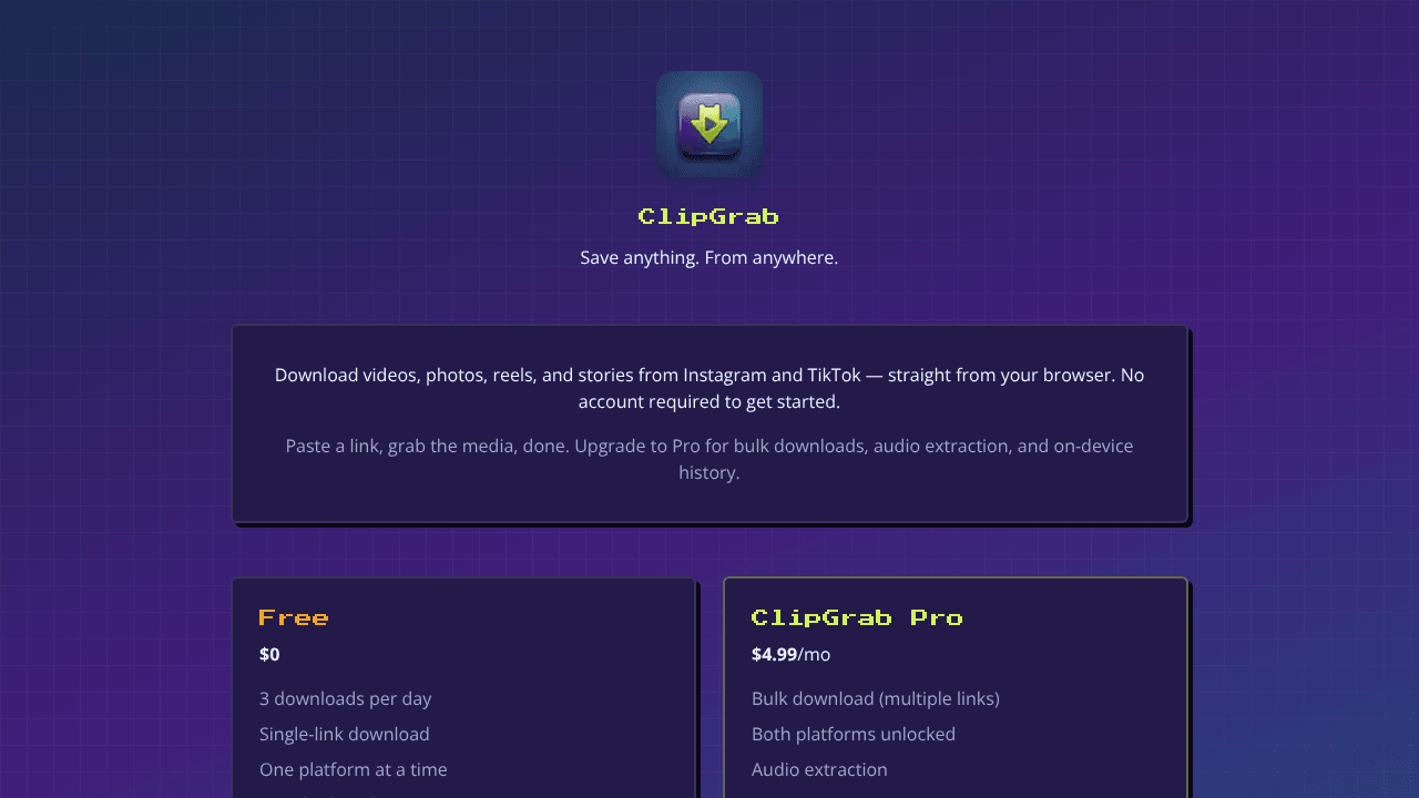 ClipGrab — Save anything. From anywhere.