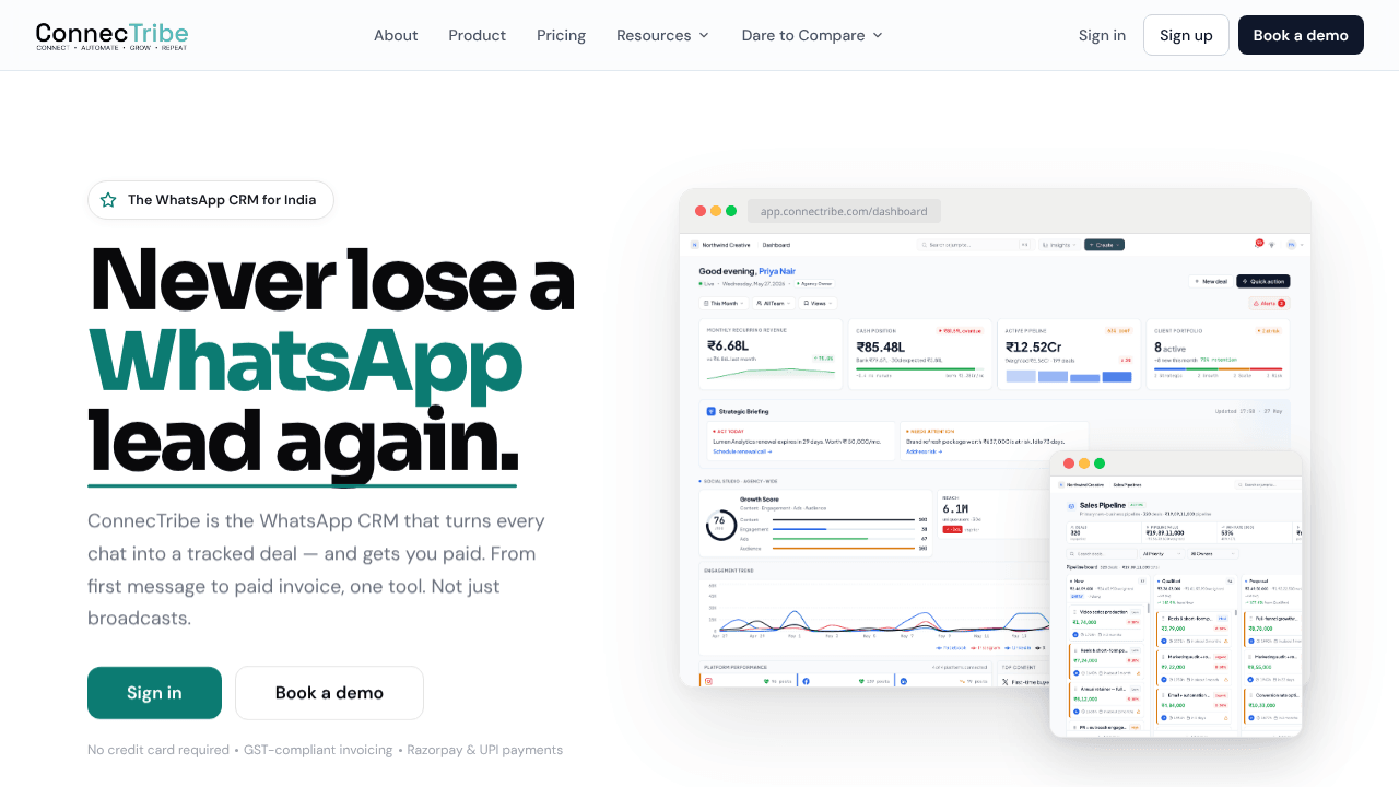 ConnecTribe — The WhatsApp CRM for India