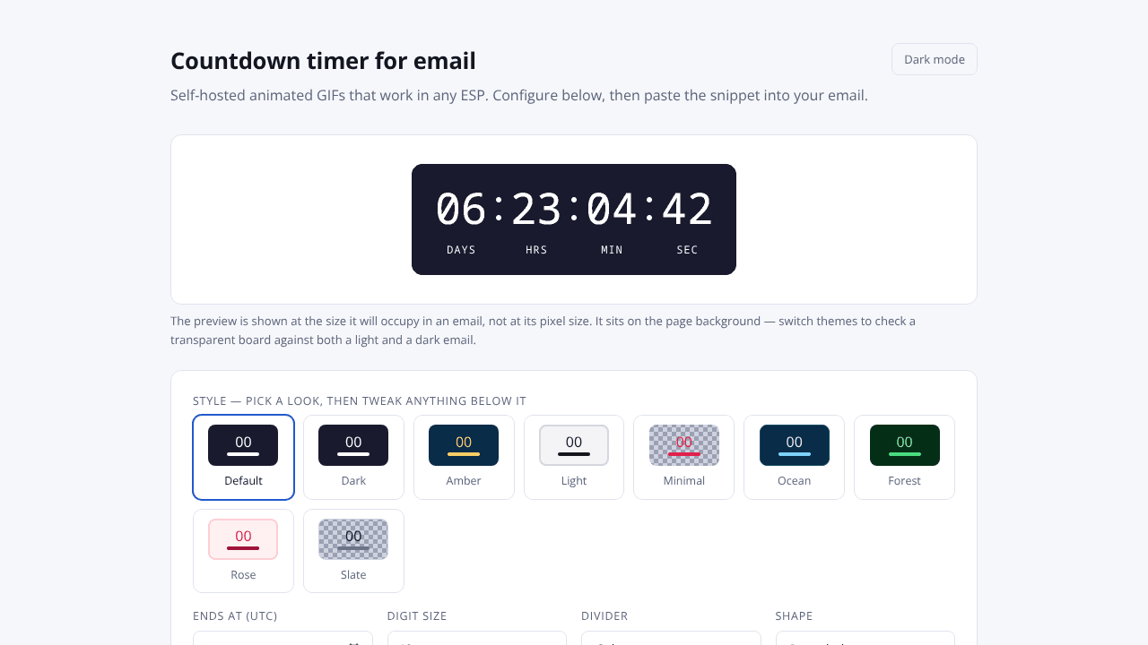 Countdown timer for email