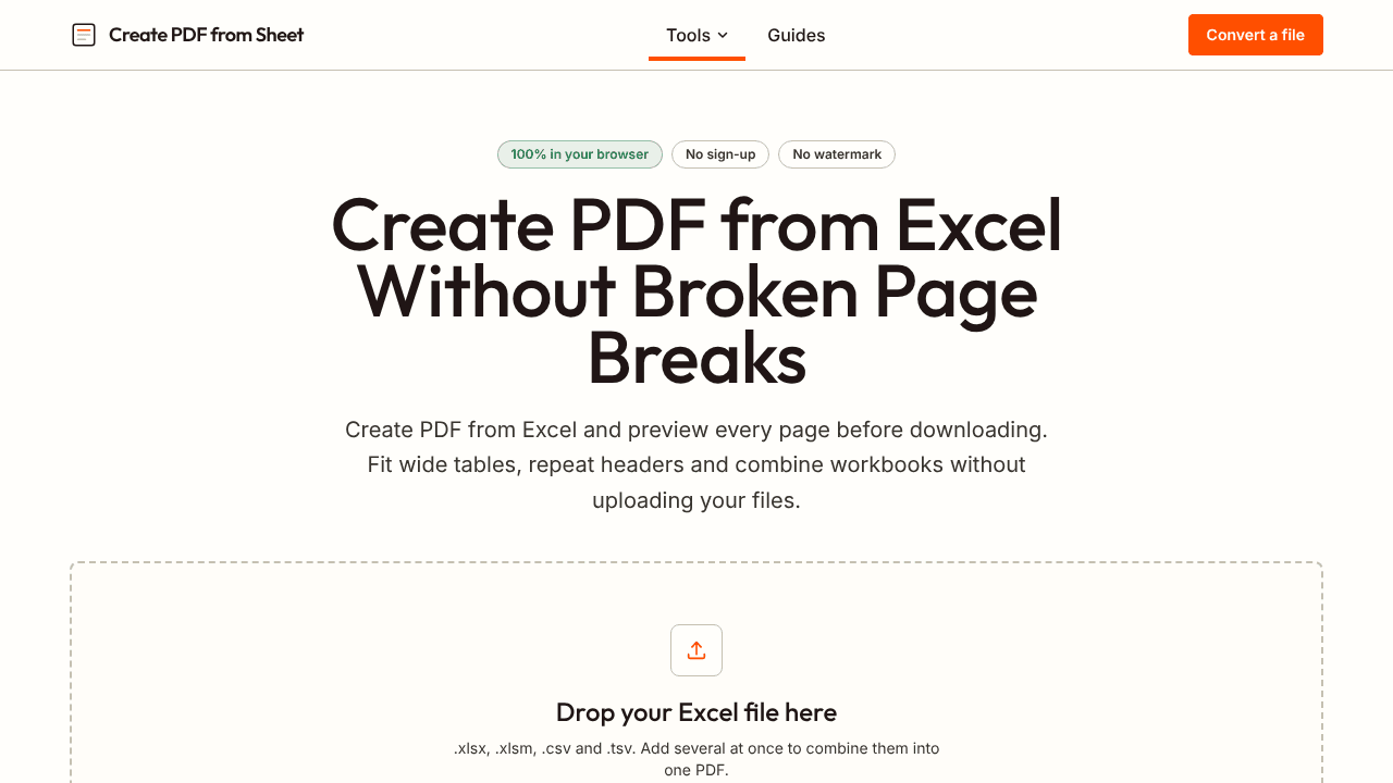 Create PDF from Excel
