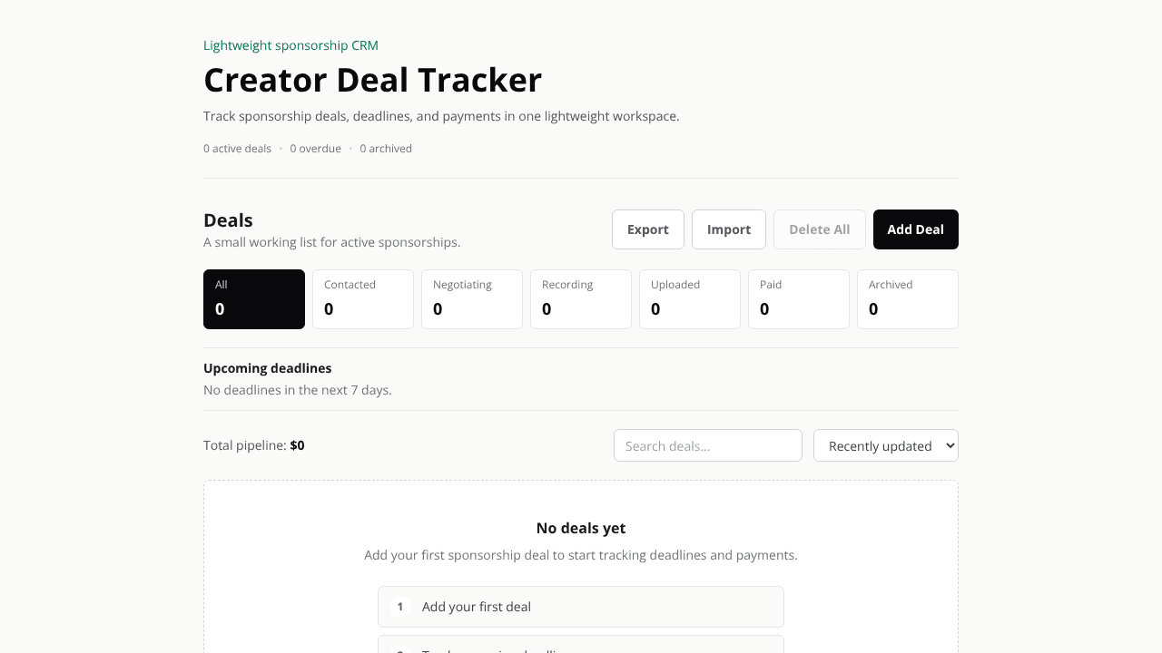 Creator Deal Tracker