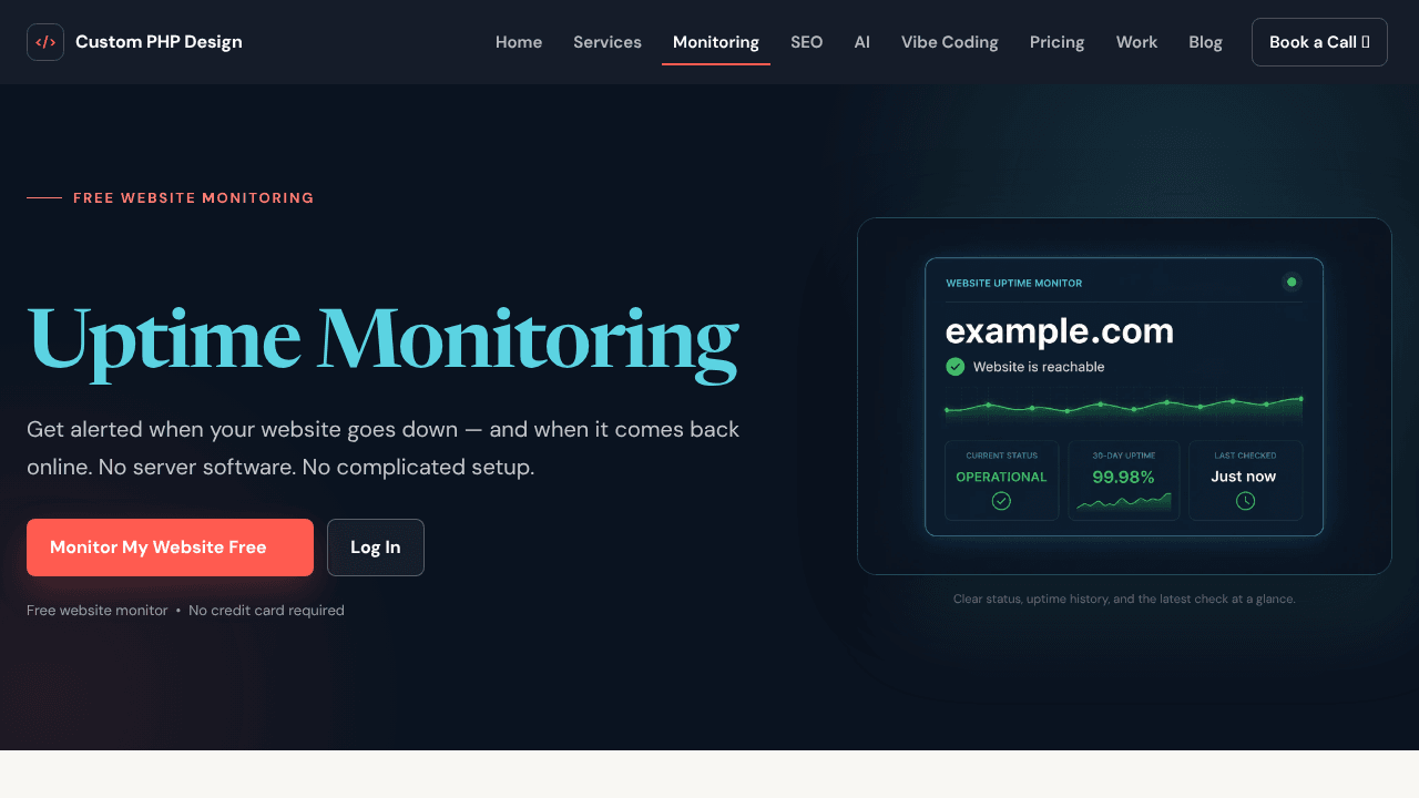 Custom PHP Design Website Monitor