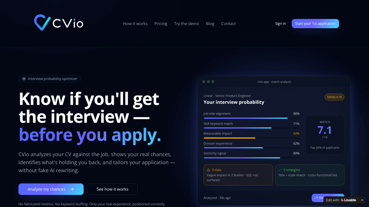 CVio - Know if you'll get the interview