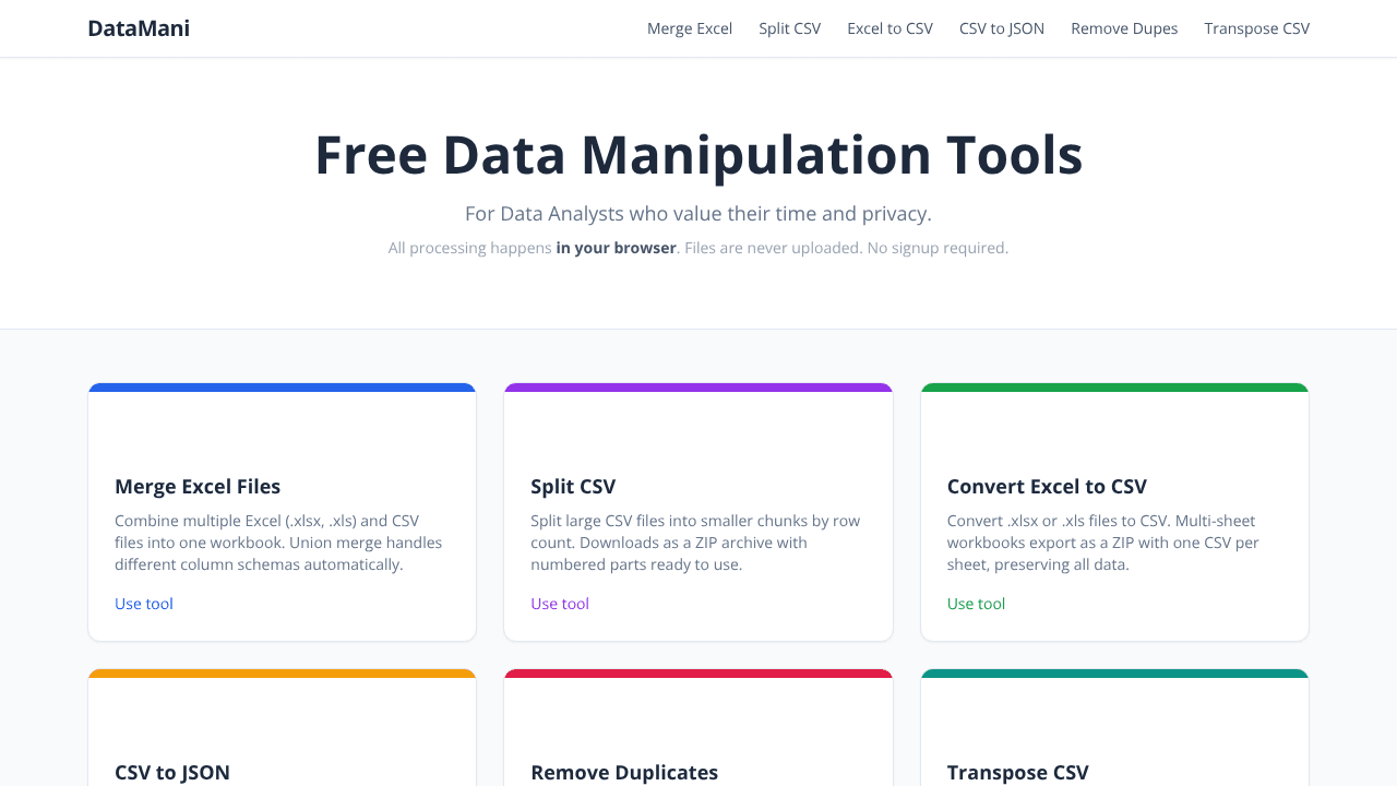 DataMani — Free Data Manipulation Tools