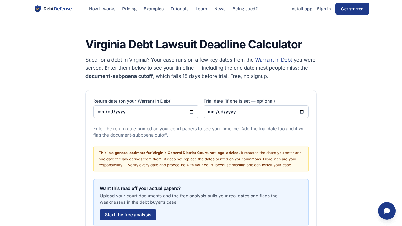 Debt Lawsuit Deadline Calculator (free)