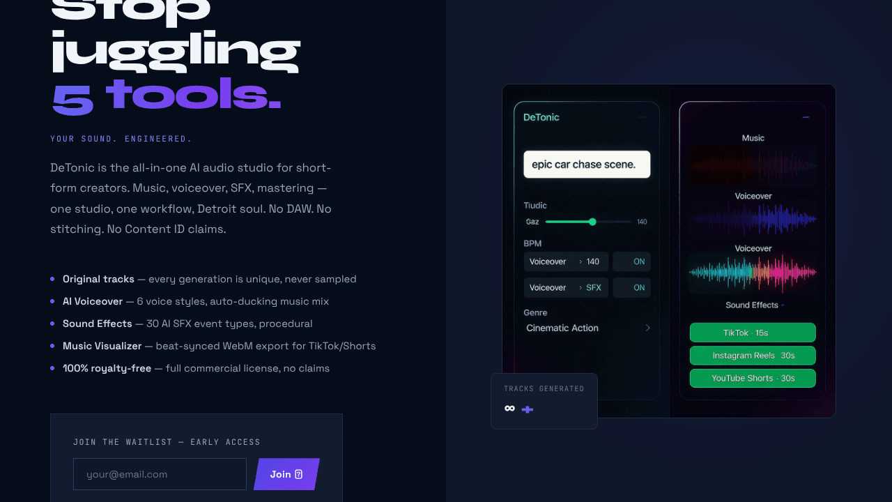 DeTonic — AI Audio Generator