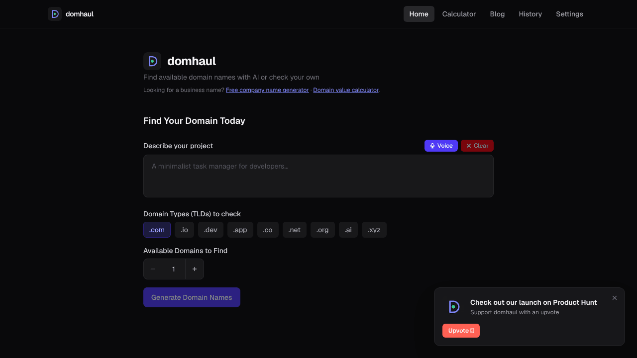 domhaul — Find Available Domain Names