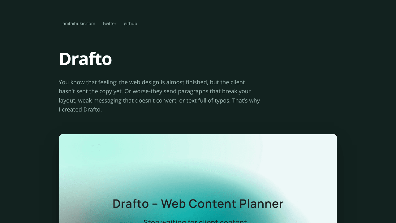 Drafto - Web Content Planner 