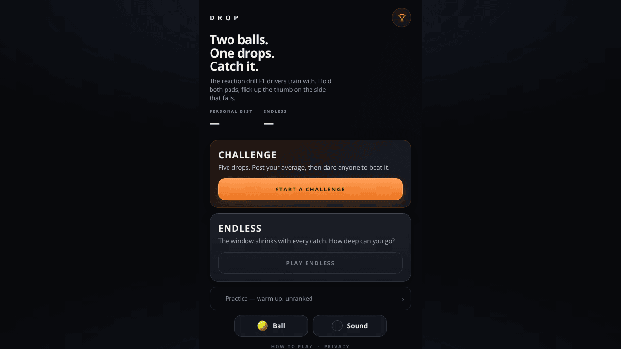 DROP · Catch the Ball in 540ms