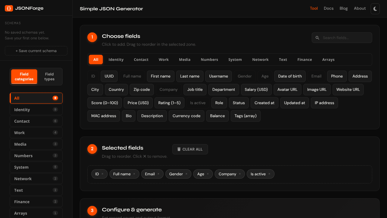 Dummy JSON Generator | JSONForge