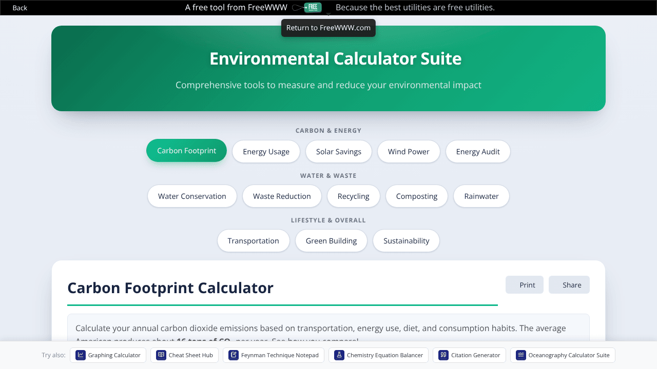 Environmental Calculator Suite