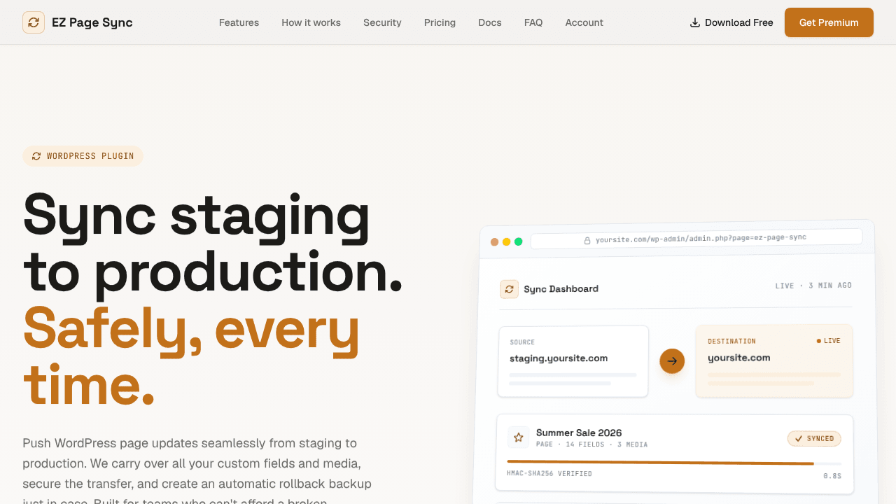 EZ Page Sync: Staging → Production Sync
