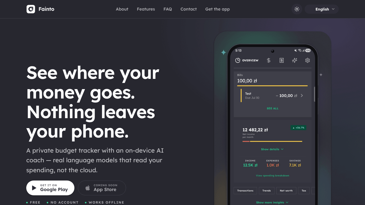 Fainto: Private Budget Tracker
