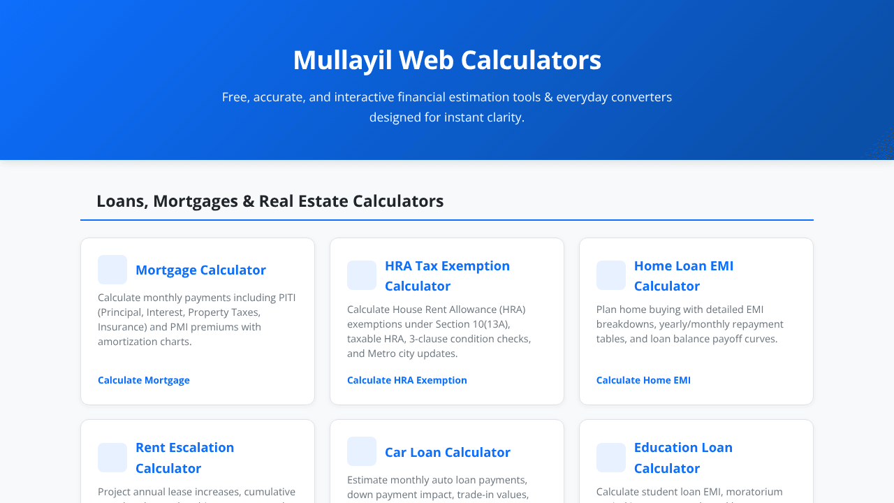 Financial & Everyday Web Calculators Hub