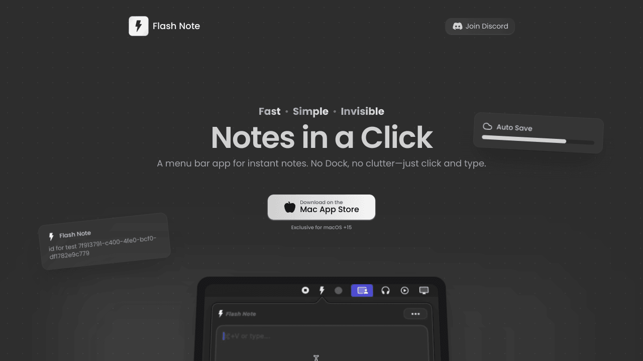 Flash Note – No dock