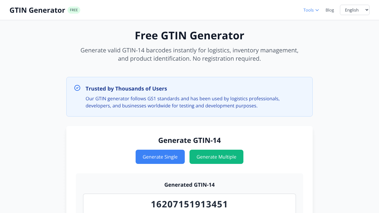 Free GTIN Generator