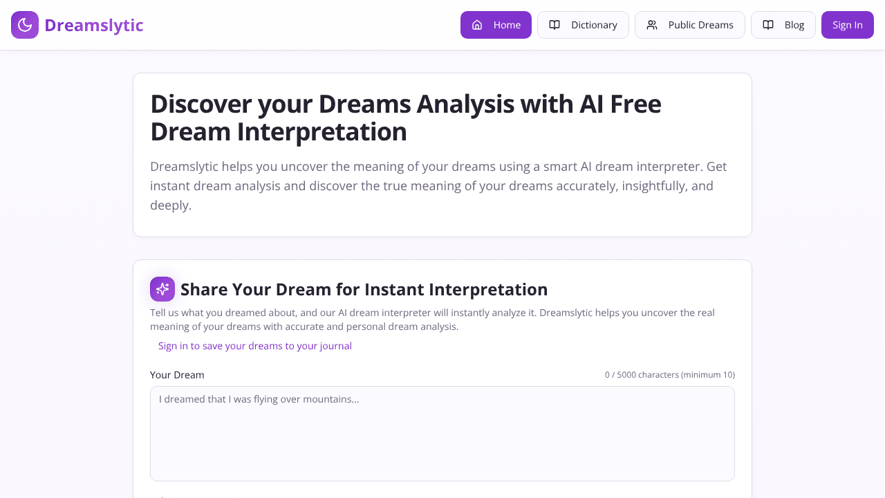 Free Tool for Dream Interpretation