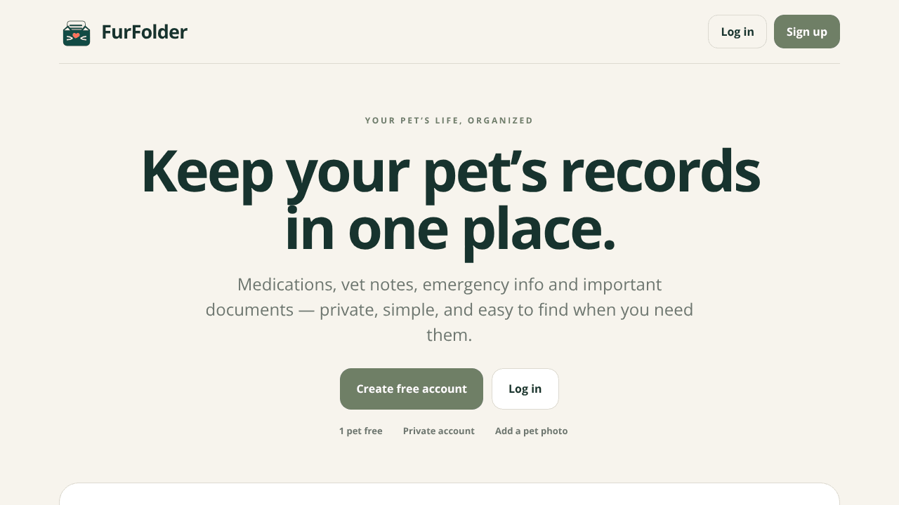FurFolder — Your pet’s life, organized.