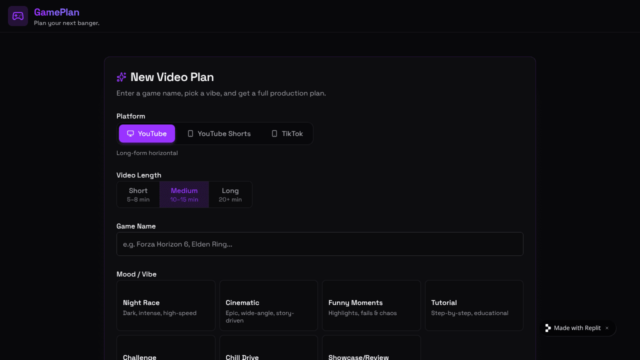 GamePlan YouTube Video Planner for Gamer